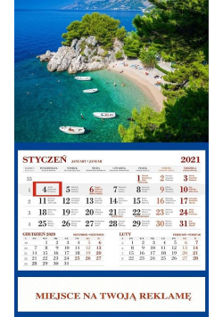 Kalendarz 2021 Ścienny Jednodzielny Plaża
