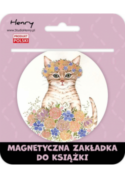 Zakładka magnetyczna kulka Kot w kwiatach
