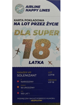 Karnet karta pokładowa 18 urodziny męskie