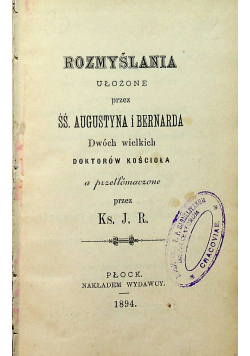 Augustyn Rozmyślania 1894 r.