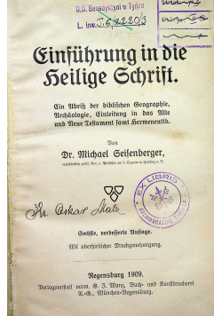 Einfuhrung in die heilige Schrift 1909 r