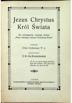 Jezus Chrystus Król Świata 1926 r.