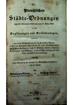 Dreubifchen stadte ordnungen 1843 r.