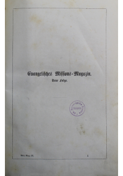 Evangelisches Missions Magazin 1857 r.