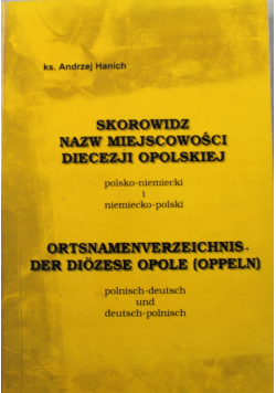 Skorowidz nazw miejscowości diecezji opolskiej plus autograf Hanicha