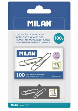 Spinacze metalowe 33mm 100szt MILAN