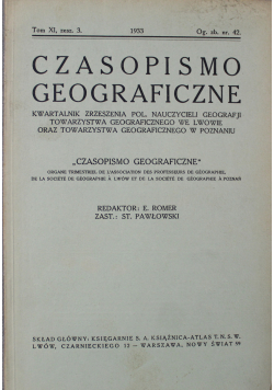 Czasopismo Geograficzne Tom XI Zeszyt 3 1933 r.