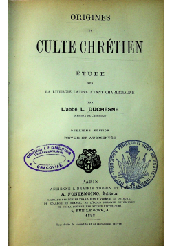 Origines du culte chretien 1898 r