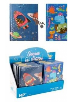 Notes z kłódką kosmos dinozaury