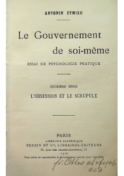 Le Gouvernement de soi-meme 1912 r.