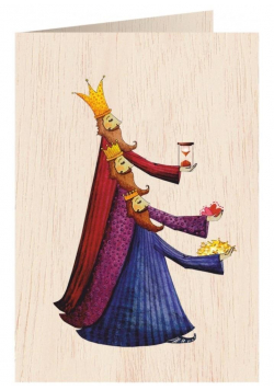 Karnet drewniany C6 + koperta Święta Trzech Króli