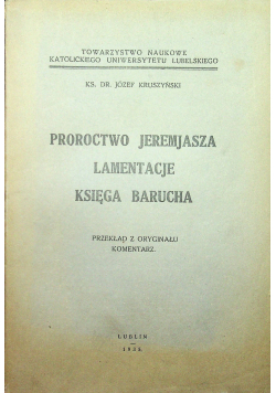 Proroctwo Jeremjasza Lamentacje Księga Barucha 1935 r.