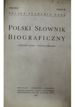 Polski Słownik Biograficzny Tom XIV zeszyt 60