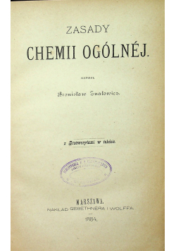Zasady chemii ogólnej 1884 r.