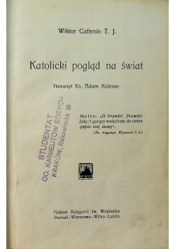 Katolicki pogląd na świat 1928 r