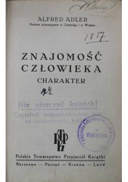 Znajomość człowieka Charakter 1948 r