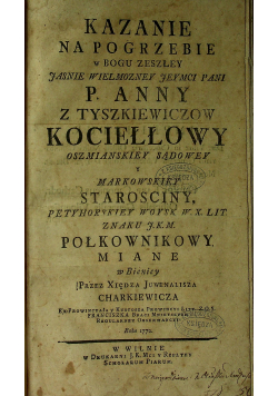 Kazanie na pogrzebie 1772 r