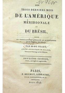 Des Trois derniers mois de lamerique meridionale 1817 r