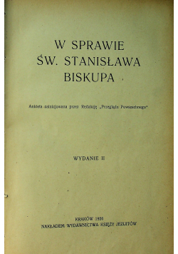 W sprawie Św Stanisława biskupa 1926 r.