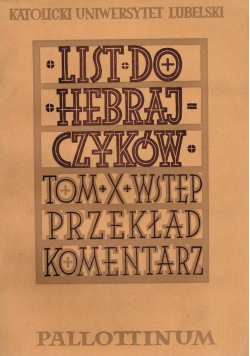 List do hebrajczyków tom X wstęp przekład komenatrze