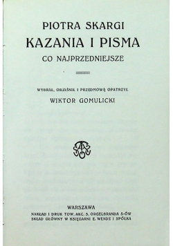 Kazania i pisma Co najprzedniejsze
