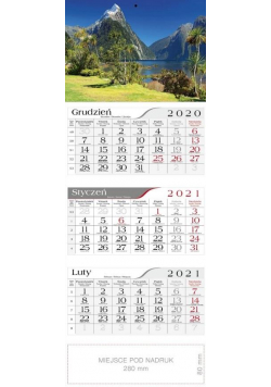 Kalendarz 2021 Trójdzielny Nowa zelandia CRUX