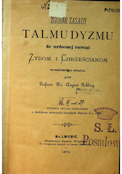 Zgubne zasady talmudyzmu 1875 r