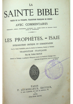 La sainte bible introduction generale aux propethes 1883 r