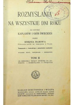 Rozmyślania na wszystkie dni roku tom II  1913 r