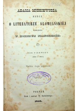 Adama Mickiewicza Rzecz o literaturze słowiańskiej 4 tomy ok 1850 r