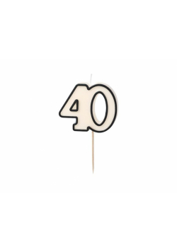 Świeczka urodzinowa 40 biało-czarny 5,5cm
