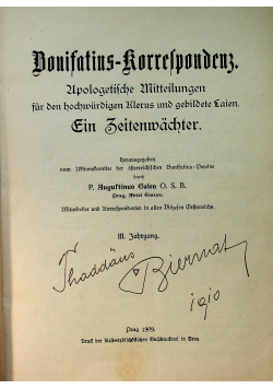 Bonitatus korrespondens 1909 r