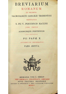 Breviarium Romanum Pars Aestiva 1914 r.