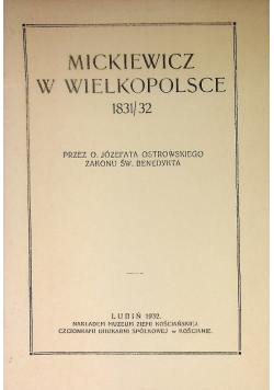 Mickiewicz w Wielkopolsce 1831 32