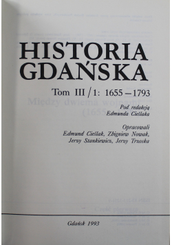 Historia Gdańska Tom III część I