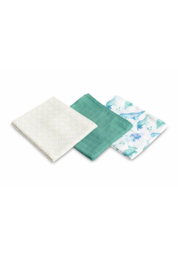Pielucha bambusowa 3-pak dino green 70x80cm