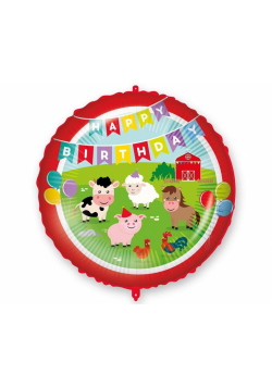 Balon foliowy 46cm Happy Birthday Farmyard