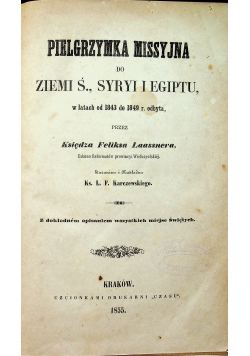 Pielgrzymka Missyjna do Ziem Ś Syri i Egiptu 1855 r.
