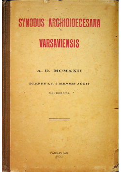 Synodus Archidioecesana Versaviensis 1922 r.