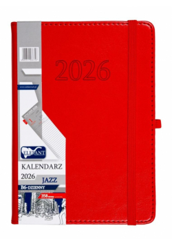 Kalendarz 2026 B6 dzienny Jazz czerwony