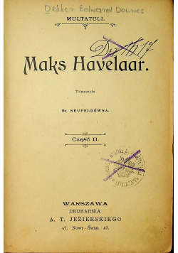 Maks Havelaar część II 1903r