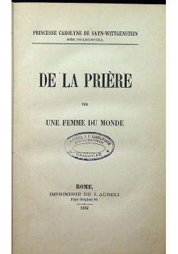 De la priere par une femme du monde 1869 r