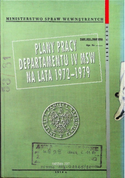 Plany pracy departamentu IV MSW na lata 1972 - 1979