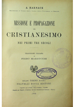 Missione e propagazione del cristianesimo nei primi tre secoli 1906 r