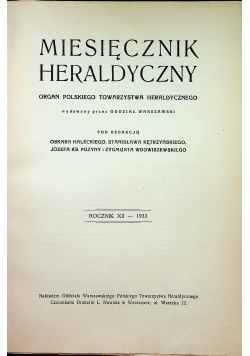 Miesięcznik Heraldyczny rocznik XII 1933r