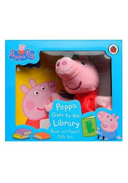 Peppa Goes to the Library Book and Puppet Gift Set