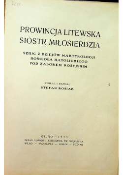Prowincja Litewska Sióstr Miłosierdzia 1933 r