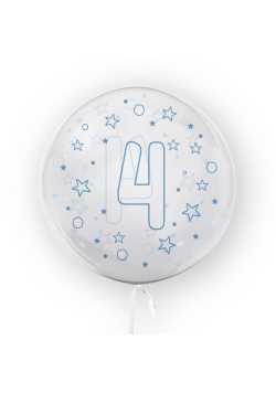 Balon 45cm Gwiazdki cyfra 4 niebieski TUBAN