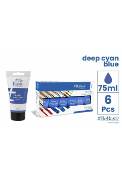 Farba akrylowa - niebieski cyjan 75ml (6szt)