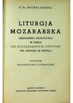 Liturgja mozarabska 1935 r